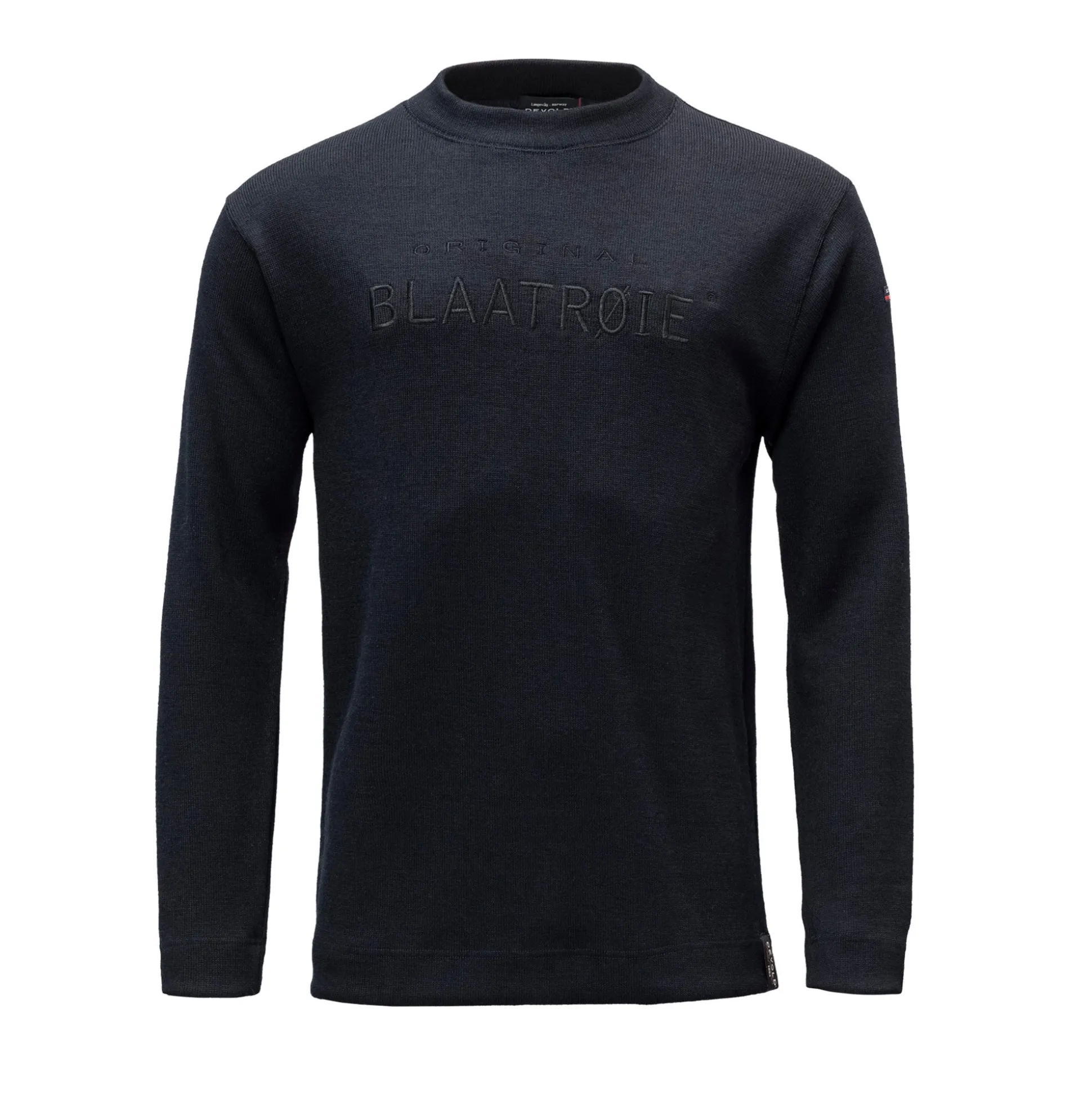 Sweater>Devold of Norway Blaatroie Wool Sweater W/Emb Deep Marine