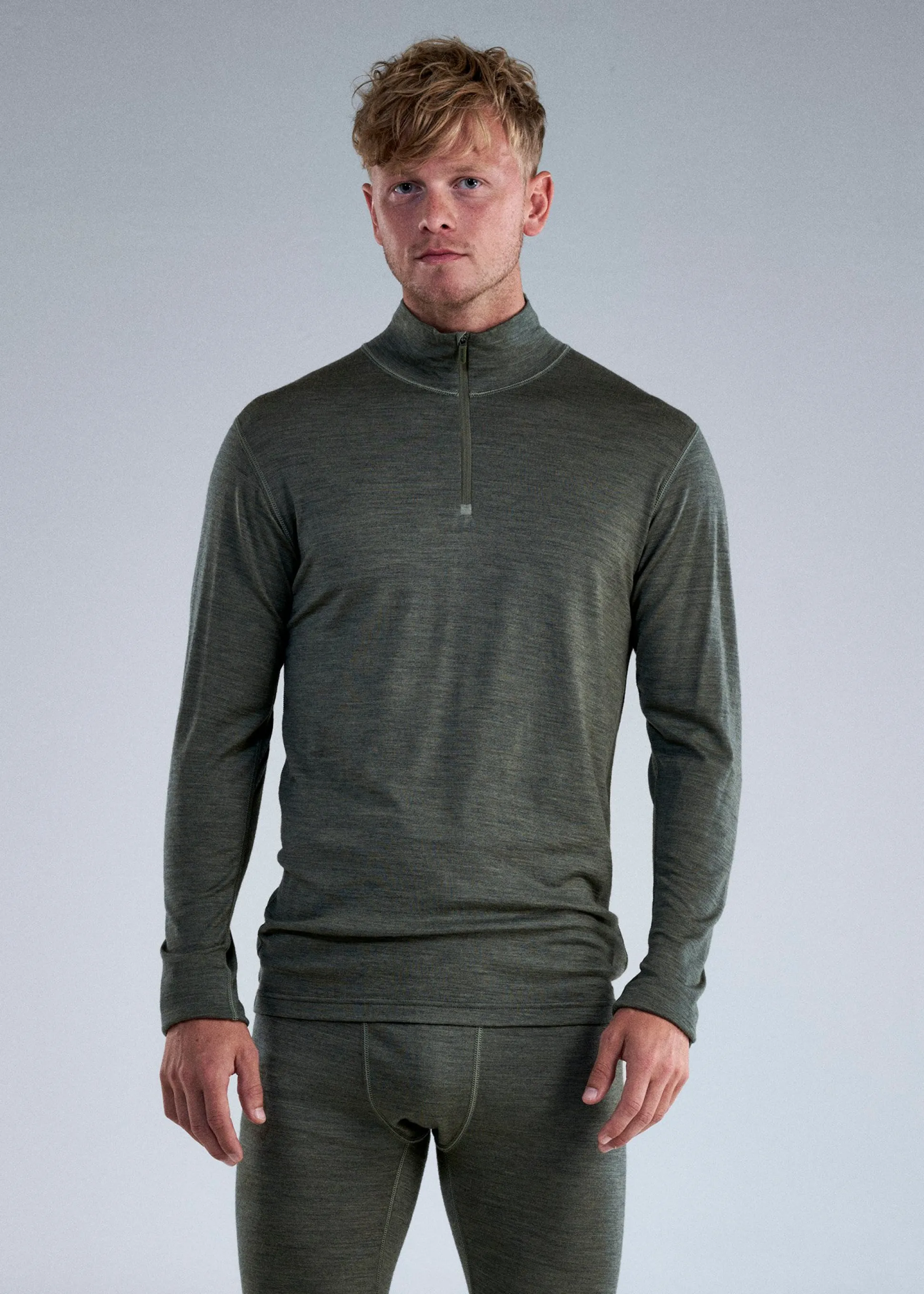 Top>Devold of Norway Breeze Merino 150 Zip Neck Man Lichen Melange