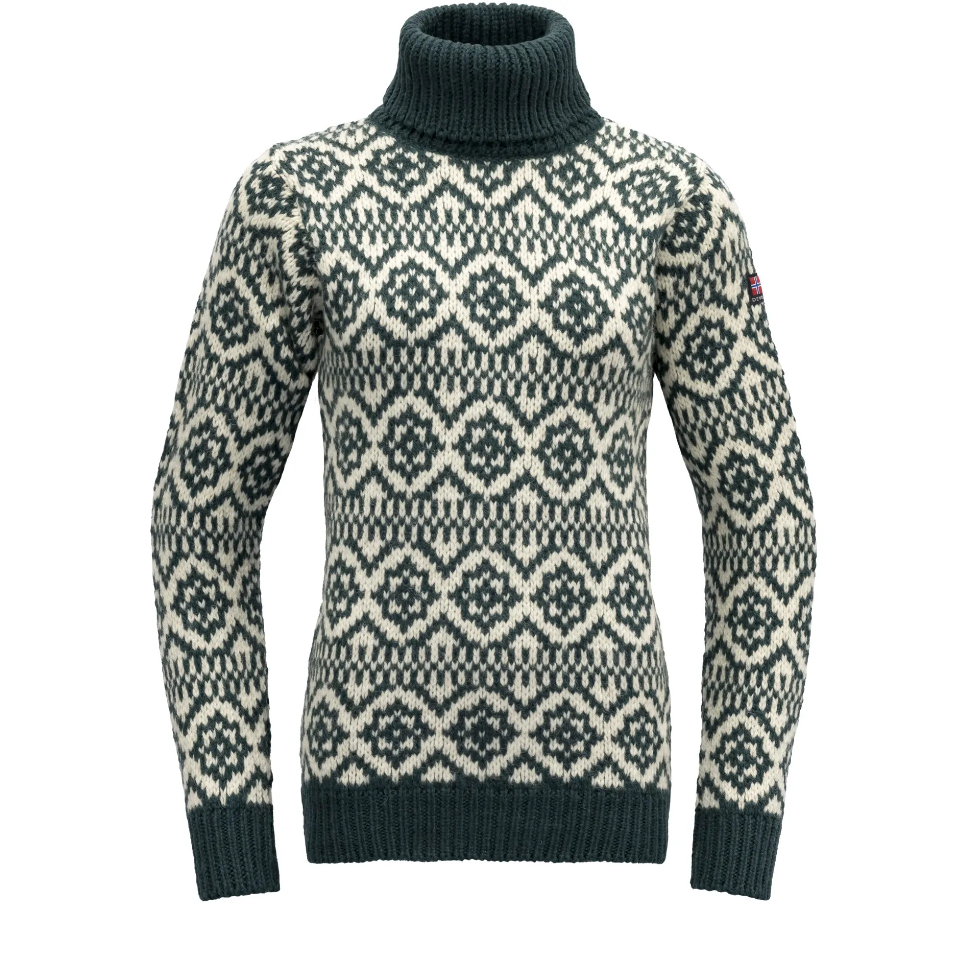 Sweater>Devold of Norway Hoddevik Wool High Neck Woods/Offwhite