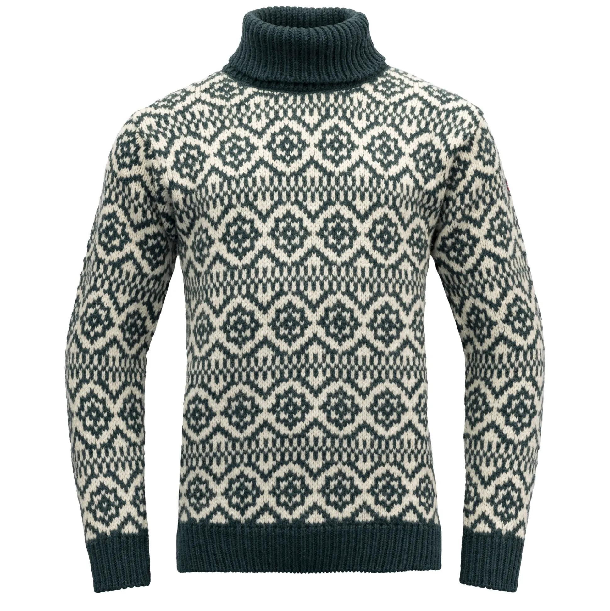 Sweater>Devold of Norway Hoddevik Wool High Neck Woods/Offwhite