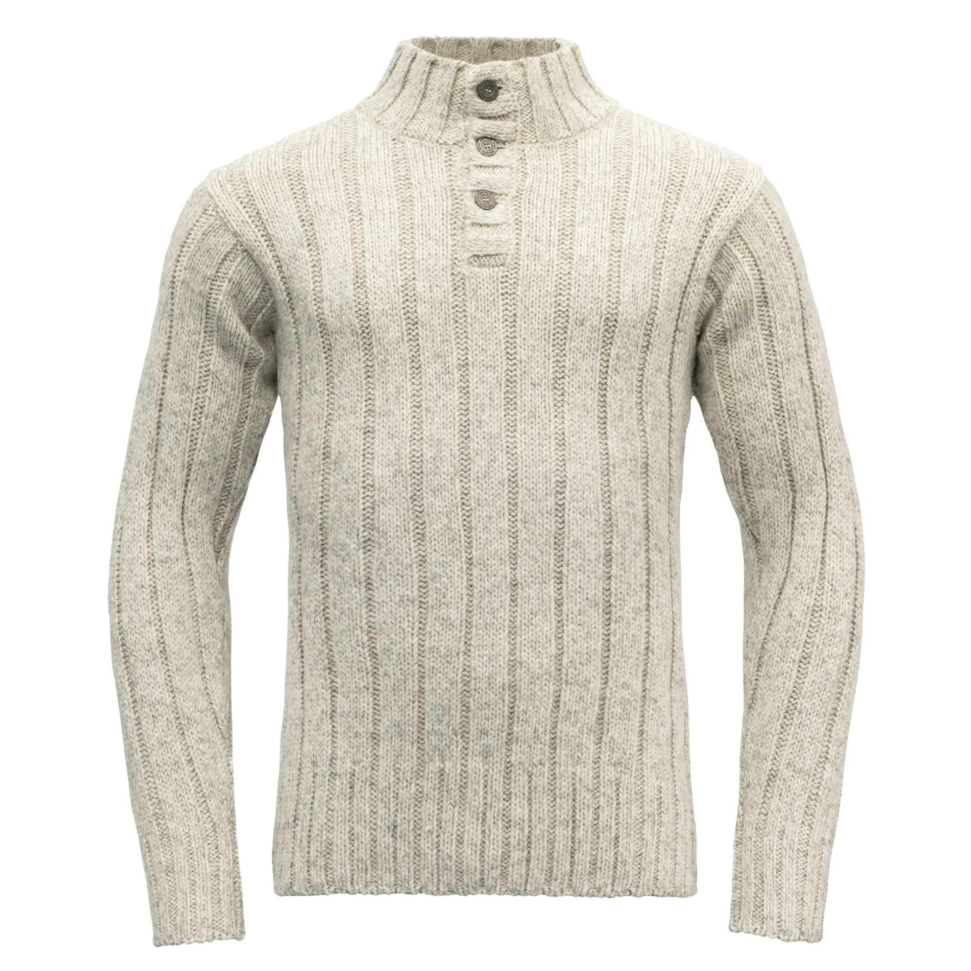 Sweater>Devold of Norway Nansen Wool Button Neck Grey Melange