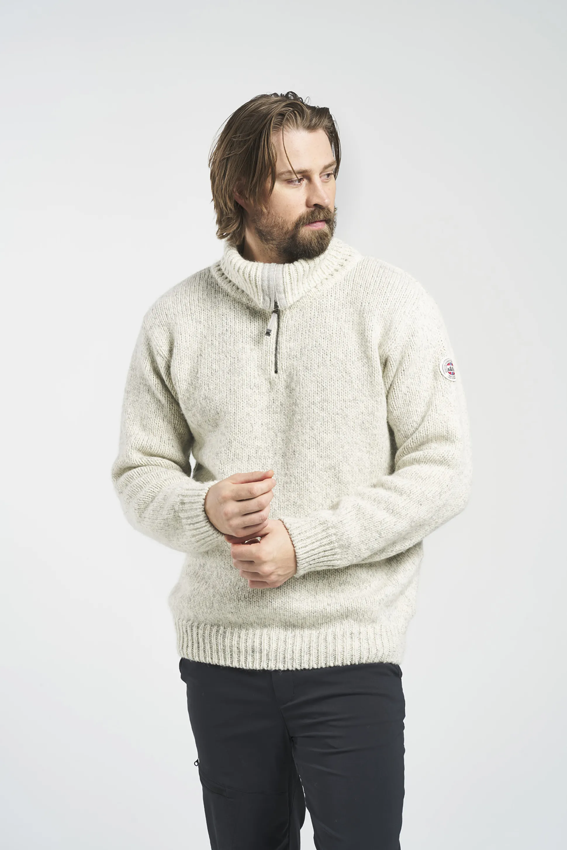 Sweater>Devold of Norway Nansen Wool Zip Neck Grey Melange