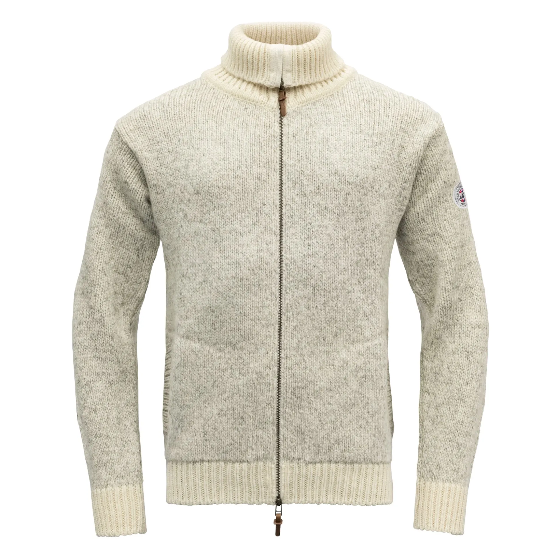 Sweater>Devold of Norway Nansen Zip Cardigan High Neck Grey Melange/Offwhite